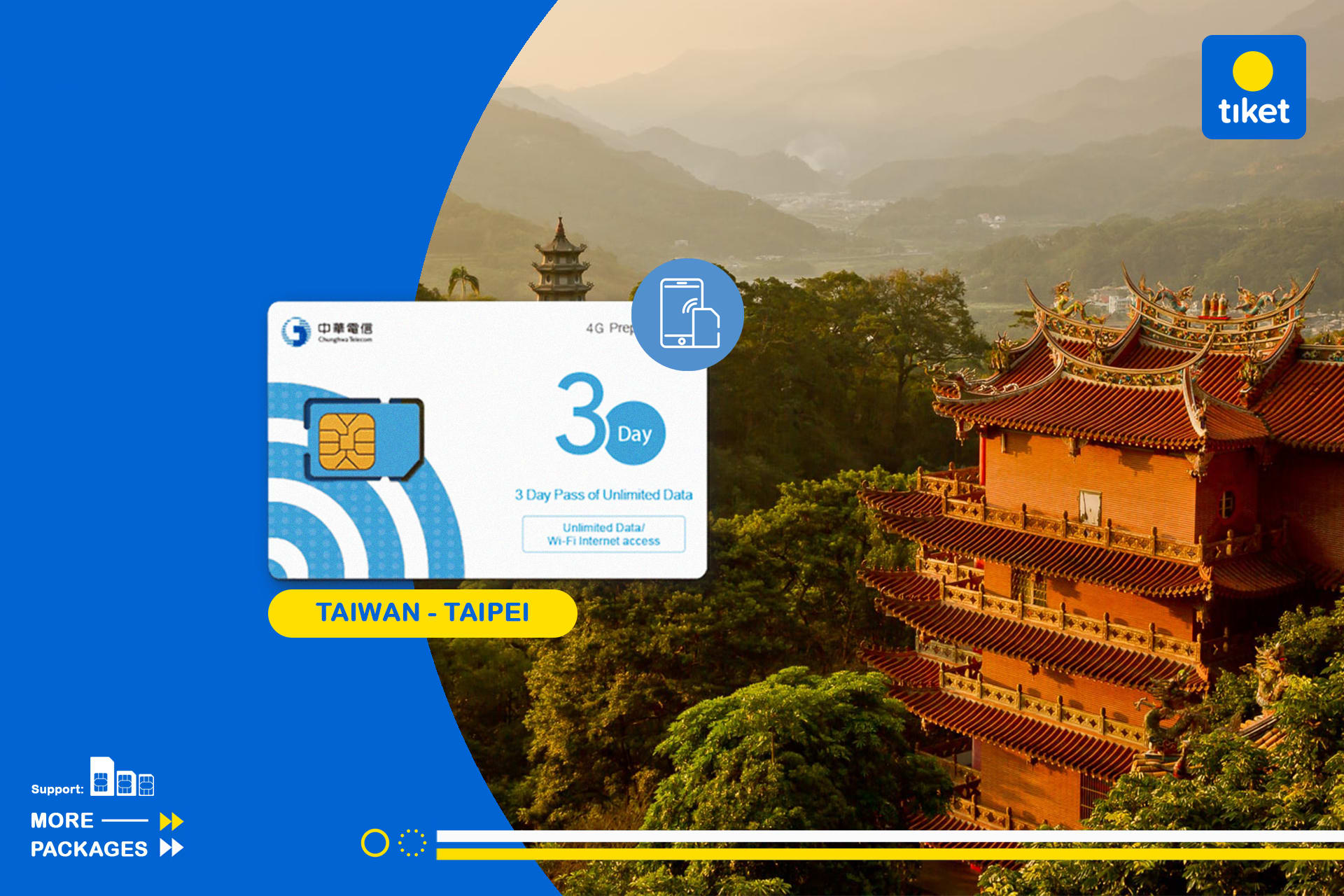 Tiket Taiwan 4G SIM Card (Pengambilan di Bandara Taipei) Harga Promo
