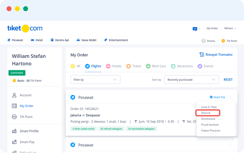 Refund Tiket Pesawat Dengan Mudah Di Desktop Web Tiket.com
