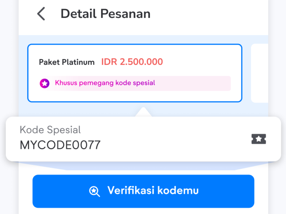 Pastikan kode yang kamu isi di halaman ‘Detail Pesanan’ sudah tepat, ya! Kami tidak bisa memproses pesanan jika kodemu salah.