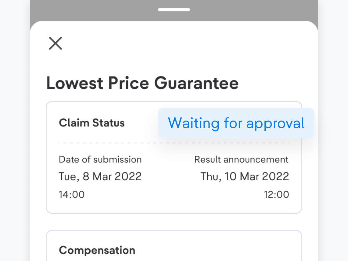 After the claim is submitted, the verification process will take at most 1 workday. If your claim is accepted, you will get Blibli Tiket Points worth 2x the price difference.