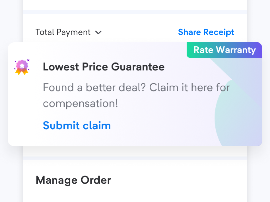 If you find a lower price on another application, choose "Submit claim" on the Your Orders page.
