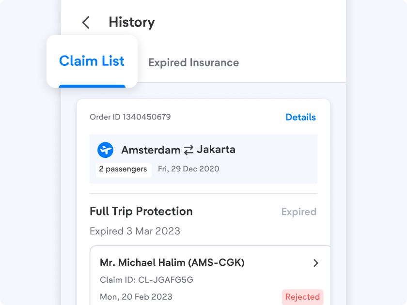 Claims that have expired, been rejected, and have been transferred can be checked on that page