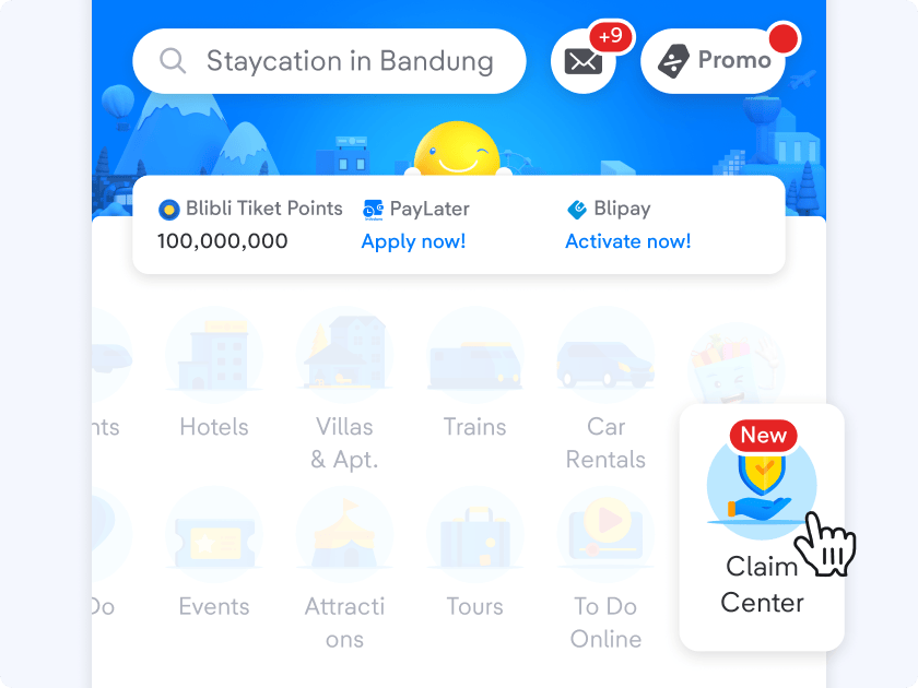 Tap the "Claim Center" icon on the homepage