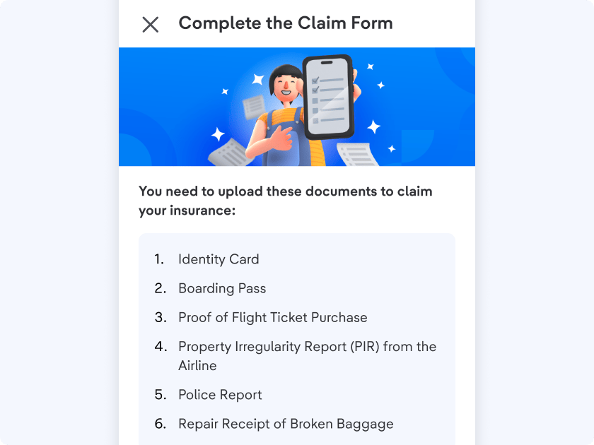 You will be asked to upload the required document to claim your insurance