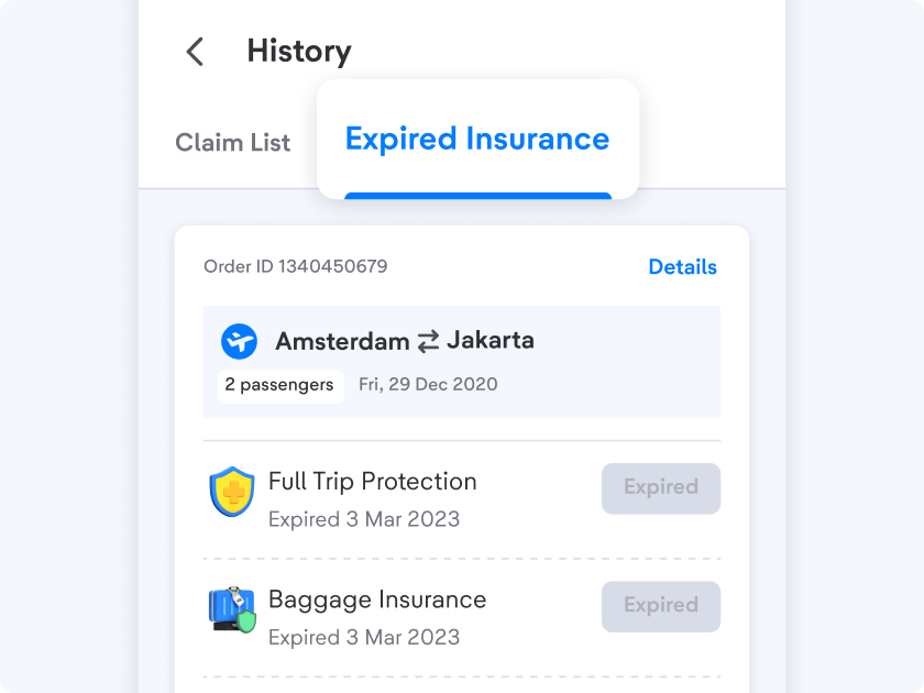 Unclaimed insurance that has expired will be displayed on that page