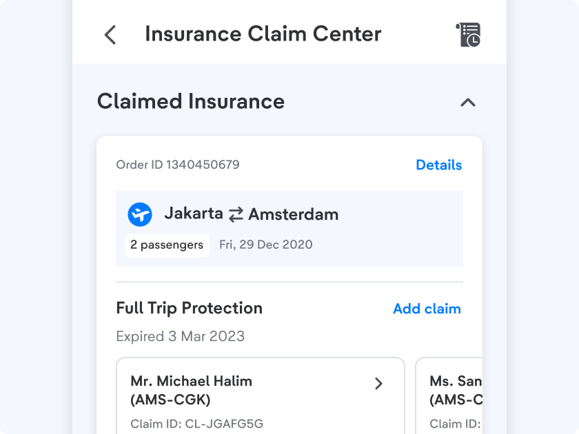 Open the Insurance Claim Center Page to check the progress and status