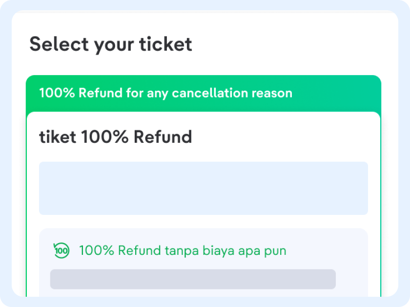 tiket 100% Refund