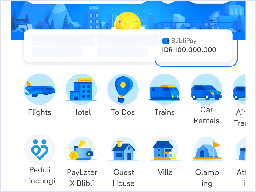 If you have topped up your balance, you can see it at the top of the tiket.com homepage.