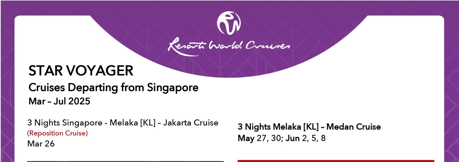 Get Ticket Star Voyager Resorts World Cruises from Malaysia Promo