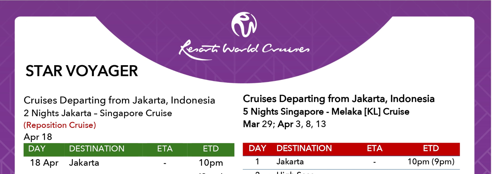 Get Ticket Star Voyager Resorts World Cruises from Malaysia Promo
