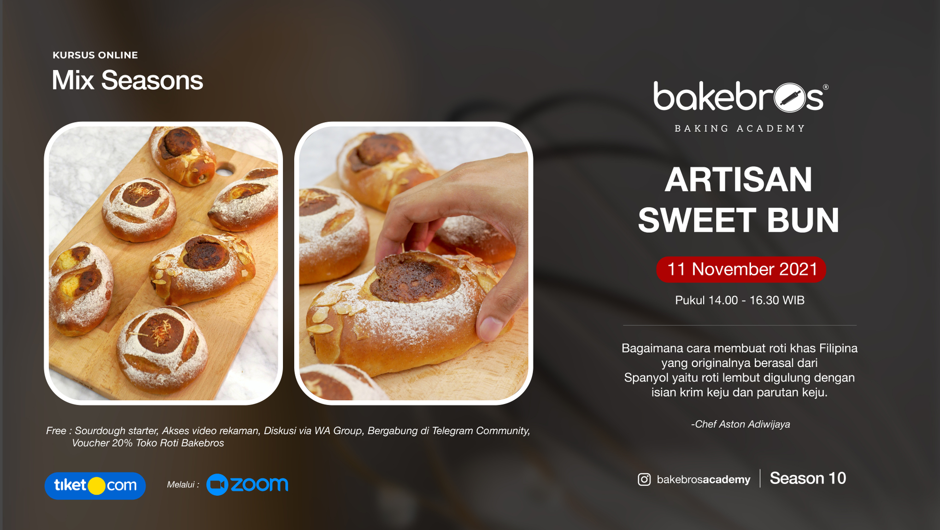 Tiket Baking Class With Bakebros Baking Academy - Artisan Sweet Bun Harga Promo - Tiket.com