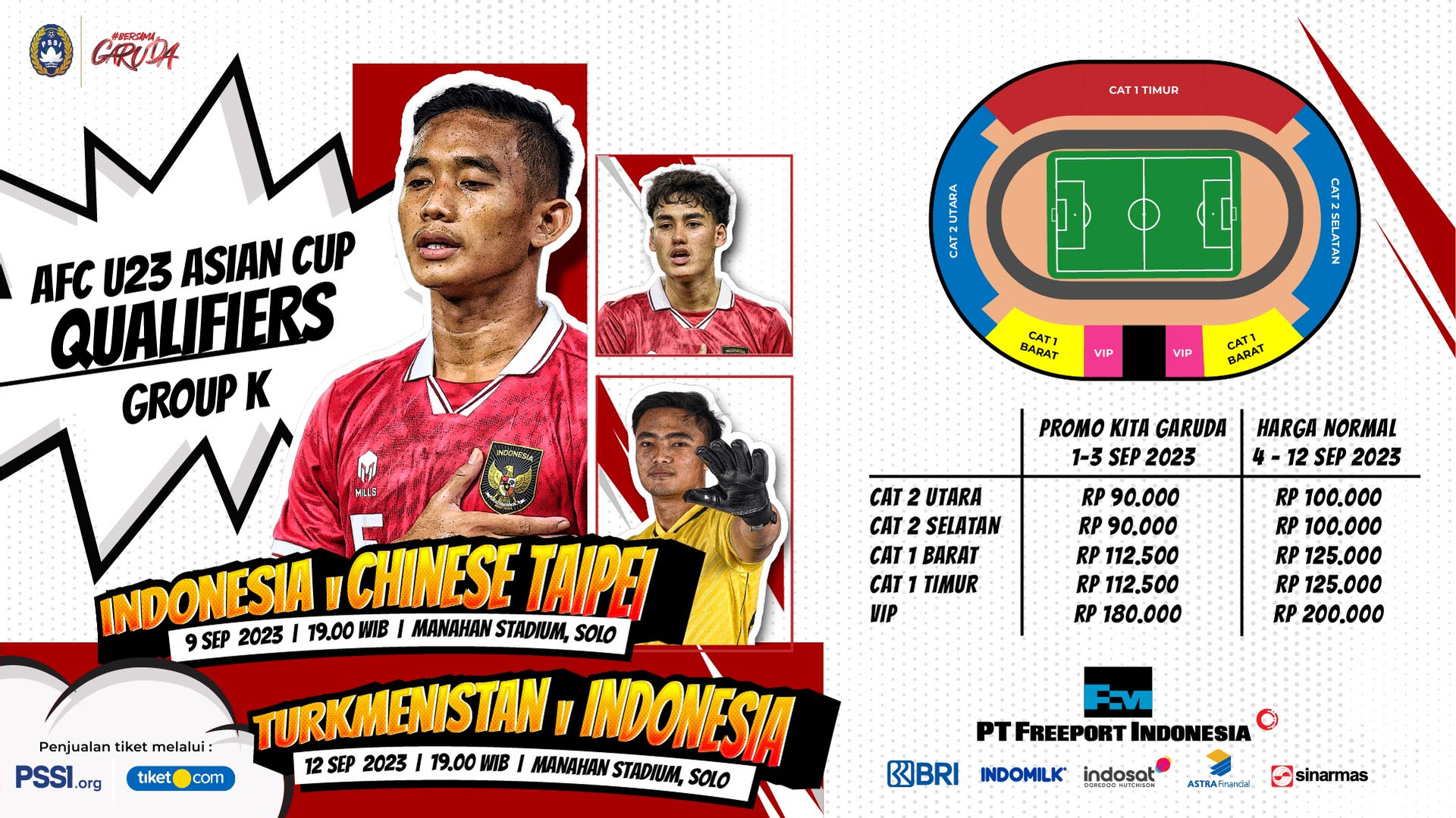 Tiket Kualifikasi Piala Asia U‑23 AFC 2024 Group K: Indonesia vs