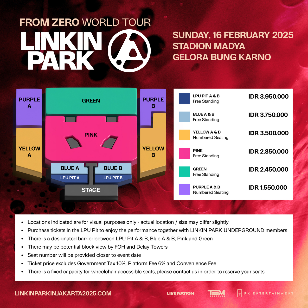 Tiket LINKIN PARK "FROM ZERO WORLD TOUR" 2025 in Jakarta LP