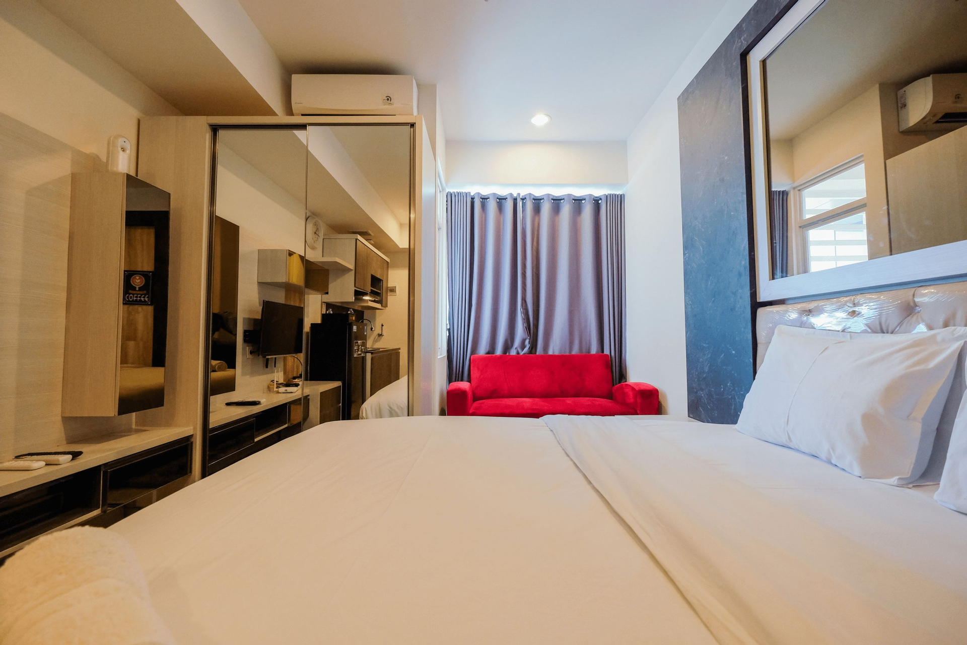 Bedroom 2, Cozy and Comfort Studio Grand Kamala Lagoon Apartment By Travelio, Bekasi