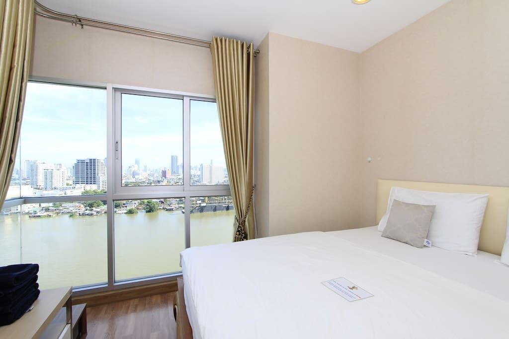 Bedroom 1, Riverfront Suite#2 60m2+Netflix+WIFI@Room and Pool, Rat Burana