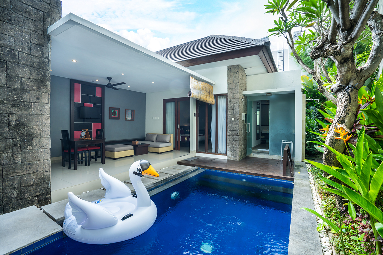 Vila dengan Ranjang Double - Pemandangan Kolam Renang