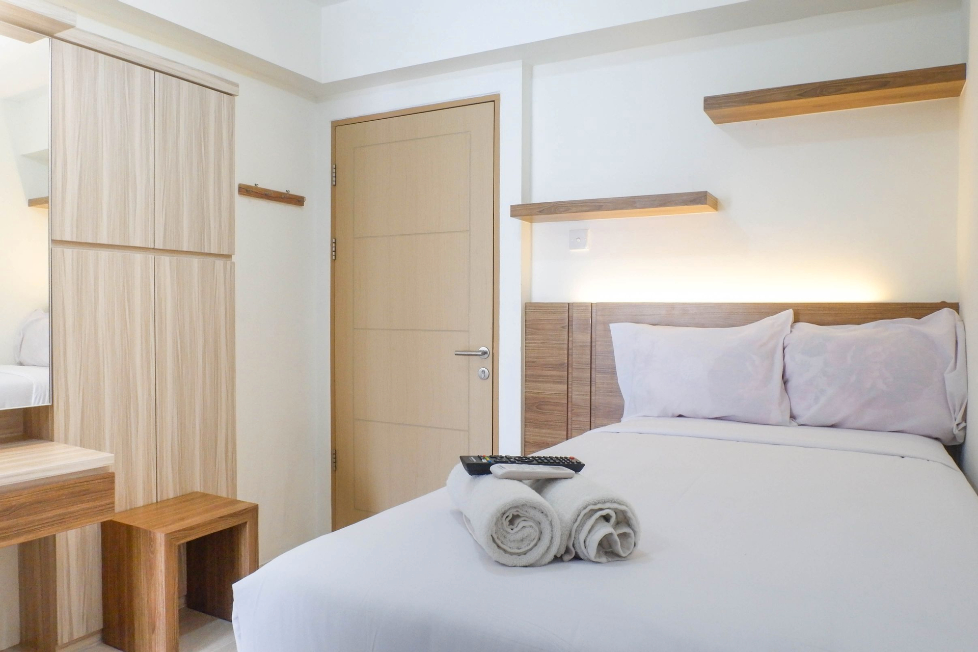Bedroom 3, Relaxing and Comfortable Studio Apartment at Educity By Travelio, Surabaya
