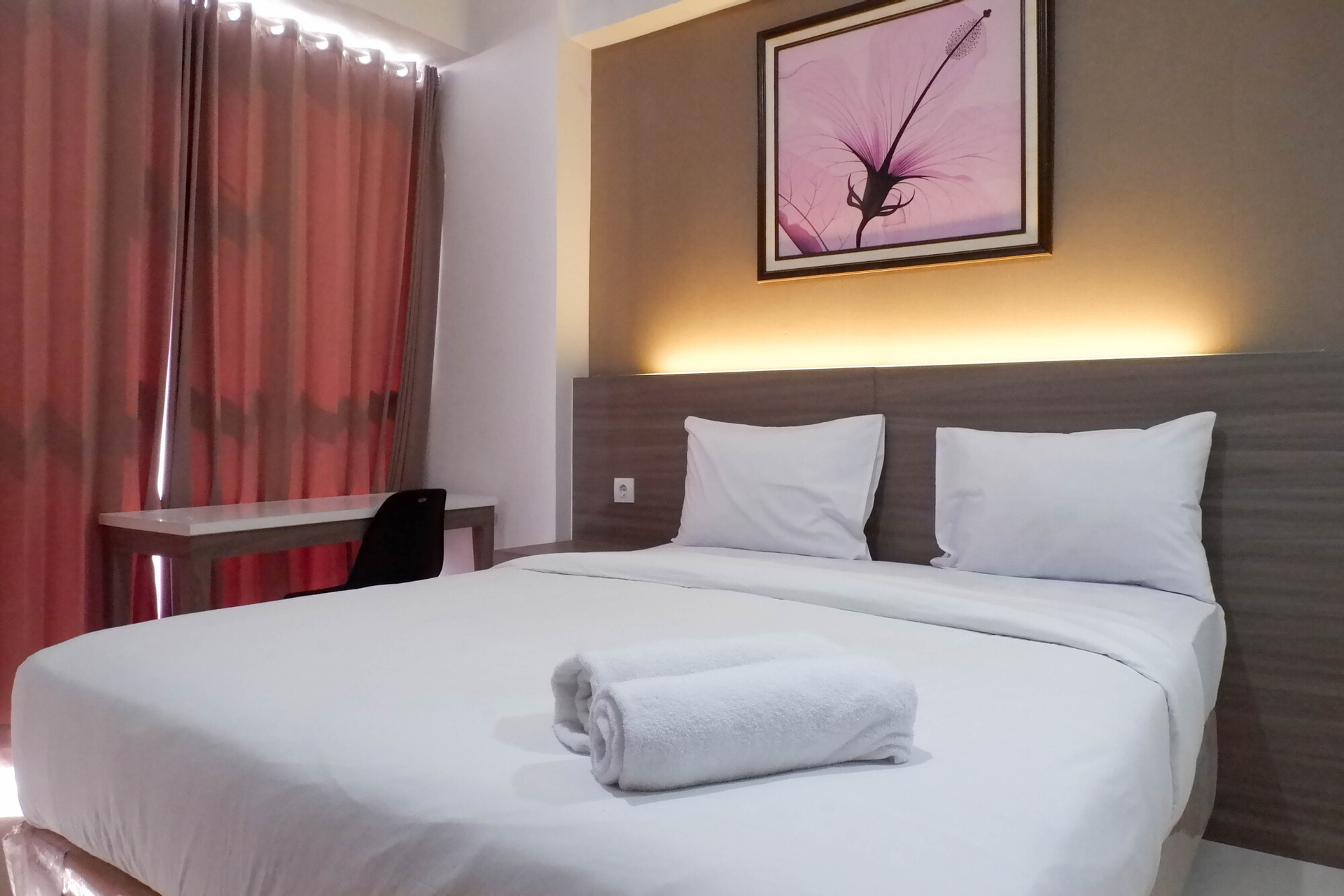 Bedroom 1, Modern and Best View Studio Apartment at Taman Melati Surabaya By Travelio, Surabaya
