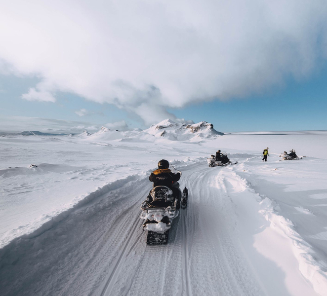 From Gullfoss: Langjökull Ice Cave and Snowmobile Tour irANZSNN