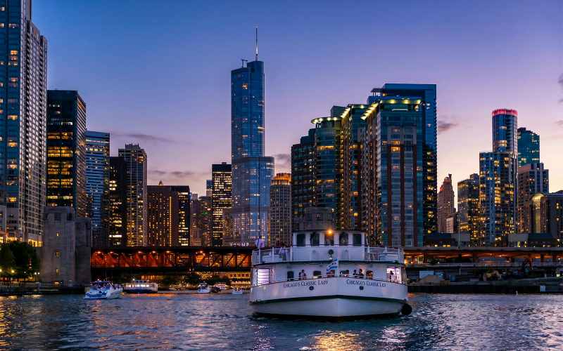 Chicago at Night: River & Lake Sightseeing Cruise by First Lady wEzItKTb