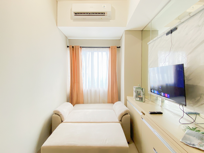 Living Room 3, Refined Living 1BR at Apartment Royal Sentul Park By Travelio, Bogor