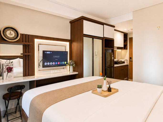Bedroom 2, Restful Studio Room at Tamansari Iswara Apartment By Travelio, Bekasi