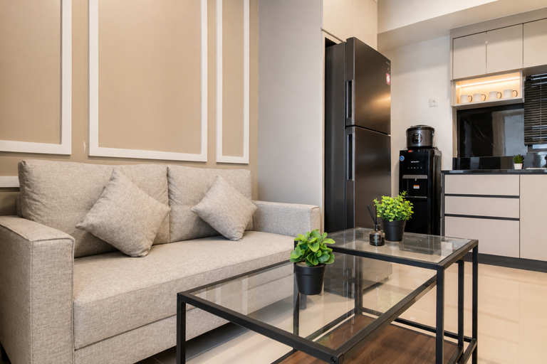 Living Room 5, Versatile Smart 2BR at Apartment Meikarta District 2 By Travelio, Cikarang