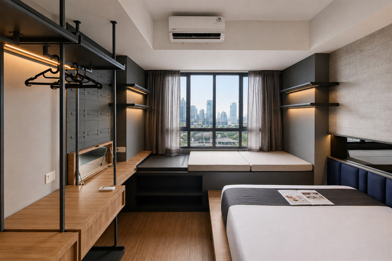 Bedroom 5, Calming Chic 1BR at Apartment Collins Boulevard By Travelio, Tangerang