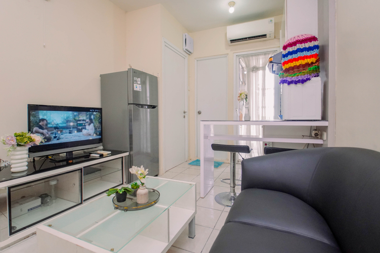 Living Room 4, Smart and Practical 2BR at Apartment Green Pramuka City By Travelio, Jakarta Pusat