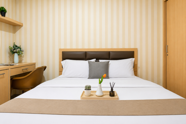Bedroom 2, Warm and Homey Studio Apartment Lagoon Bekasi Town Square By Travelio, Bekasi