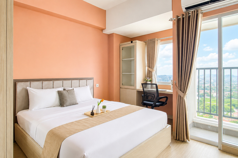 Bedroom 3, Best Comfy Studio with Kitchen at Apartment Royal Sentul Park By Travelio, Bogor