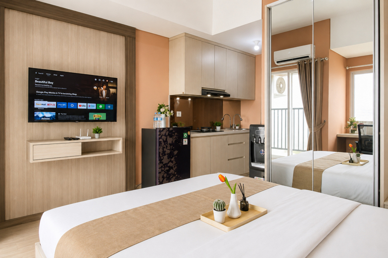 Bedroom 4, Best Comfy Studio with Kitchen at Apartment Royal Sentul Park By Travelio, Bogor