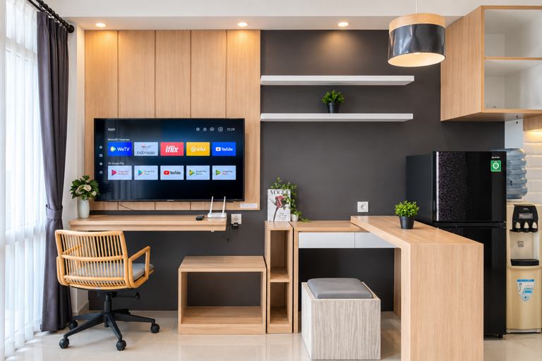Bedroom 5, Bright and Modern Studio Room at Apartment Vasanta Innopark By Travelio, Cikarang