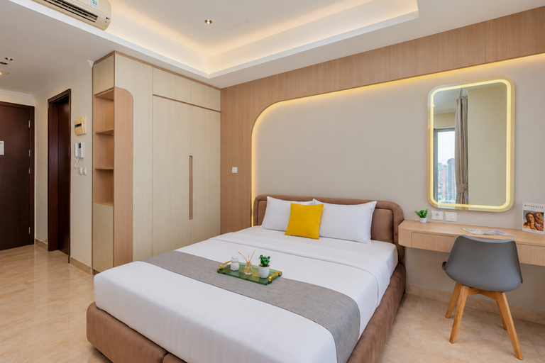 Bedroom 4, Smart and Stylish Studio at Apartment Menteng Park By Travelio, Central Jakarta