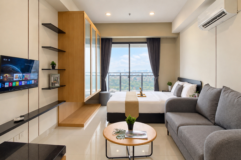 Bedroom 5, Elegant Studio with Sky View at Apartment Saffron Noble By Travelio, Bogor