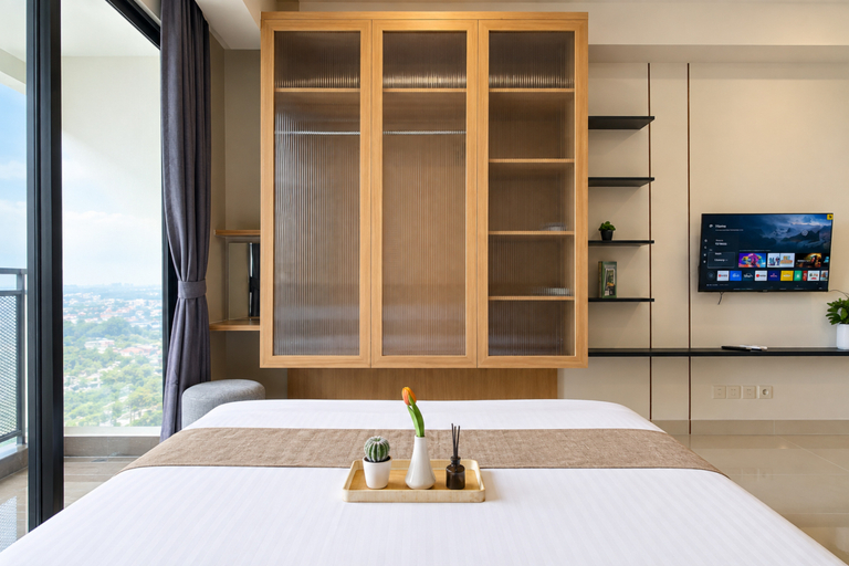 Bedroom 5, Cozy Neat Studio at Apartment Saffron Noble By Travelio, Bogor