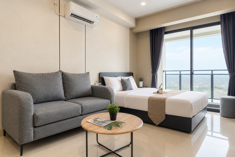 Bedroom 3, Minimalist and Modern Studio at Apartment Saffron Noble By Travelio, Bogor