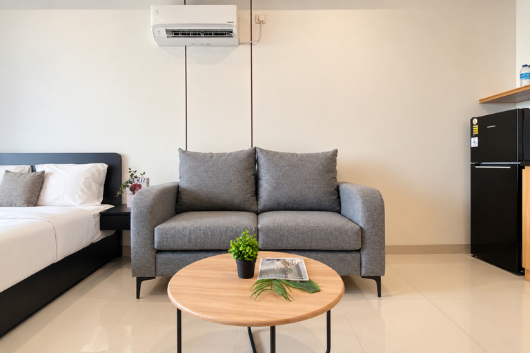 Bedroom 2, Bright and Restful Studio Room at Apartment Saffron Noble By Travelio, Bogor