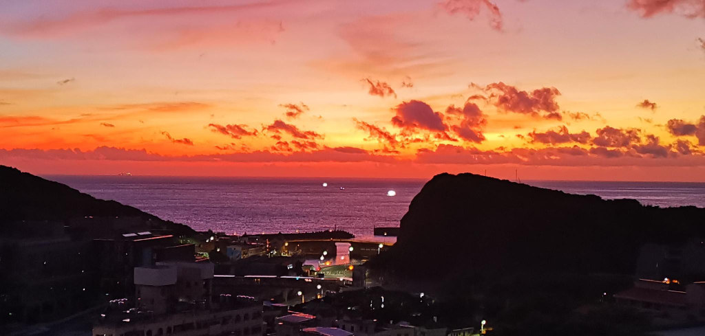 Sunrise on the sea from window its Wanderful view, Keelung