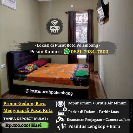 Bedroom 1, Rian Kost Kos Harian Penginapan Pusat Kota Palembang, Palembang