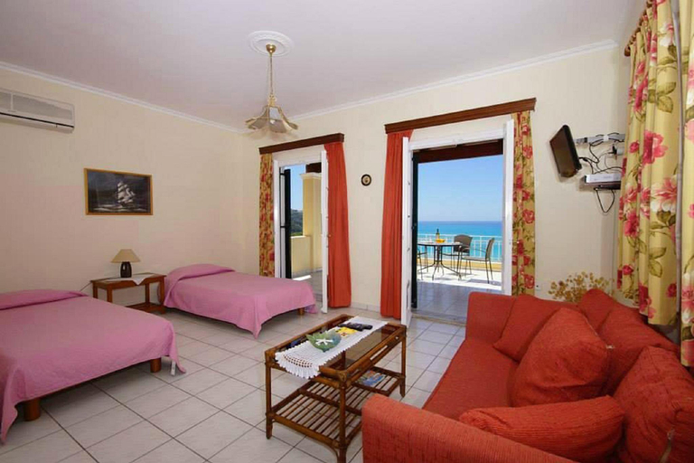 Bedroom 3, Natalia Apartment A with panoramic sea views of Agios Gordios bay, Ionian Islands