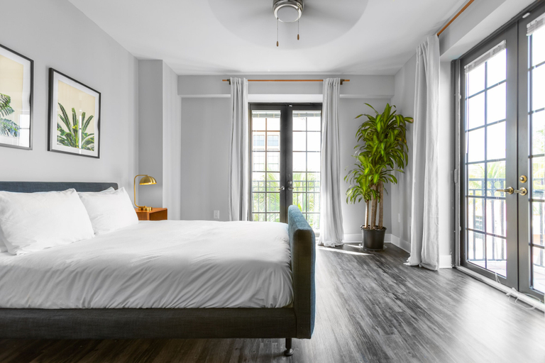 Bedroom 1, Black Swan - Rosemary Square - Midcentury Modern, Palm Beach