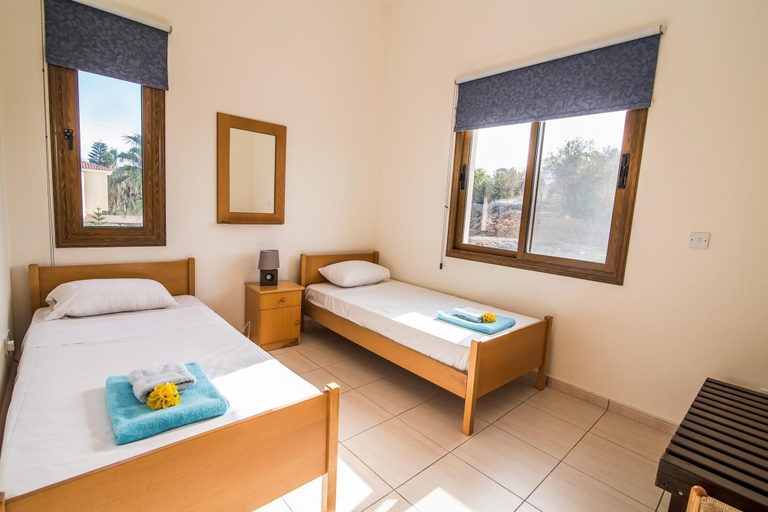 Bedroom 3, Villa Georgios Large Private Pool Walk to Beach Sea Views A C Wifi Eco-friendly - 2503