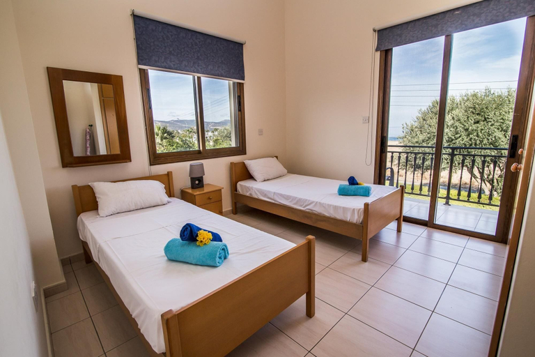 Bedroom 4, Villa Georgios Large Private Pool Walk to Beach Sea Views A C Wifi Eco-friendly - 2503