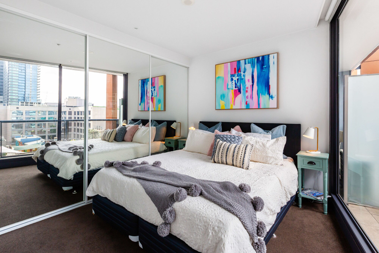 Bedroom 3, Ella, 1BDR Melbourne Apartment, Melbourne