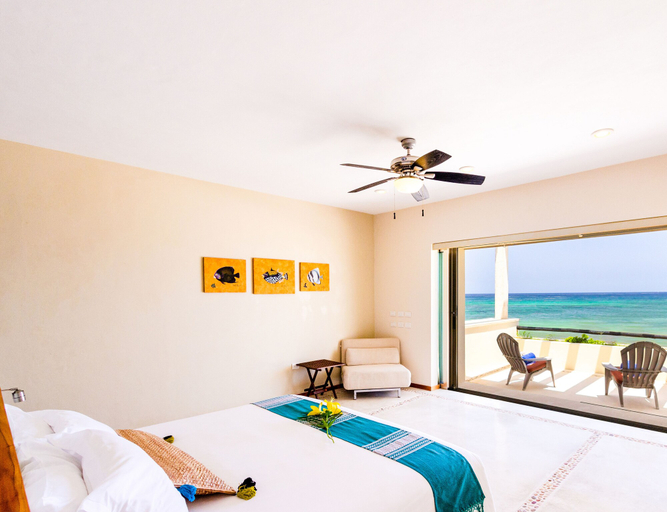 Bedroom 3, Ocean Front Private 3 Bedroom Villa in Akumal, Cozumel