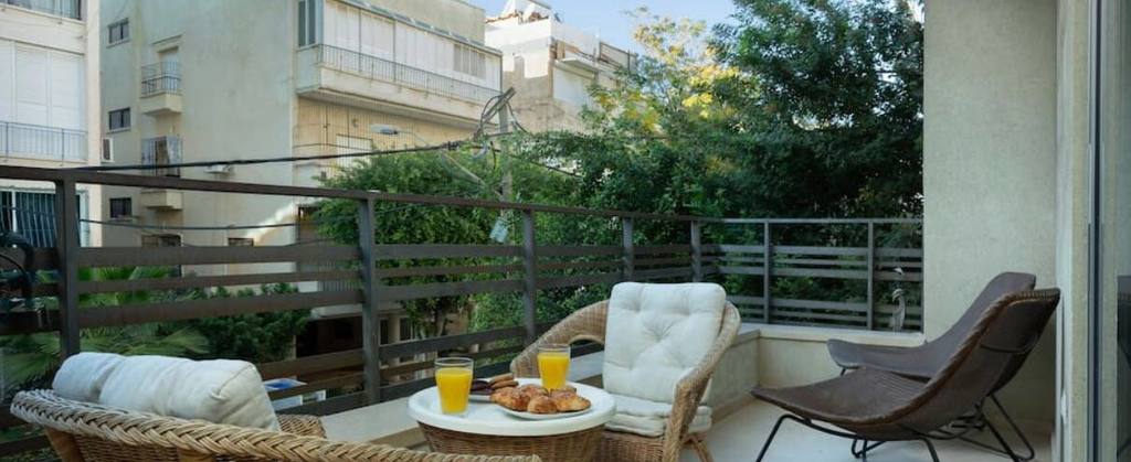 Balcony, 2BR Private Garden Ruppin by HolyGuest