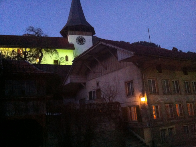 Front of property - evening/night, 200 Year Old Swiss House, Niedersimmental