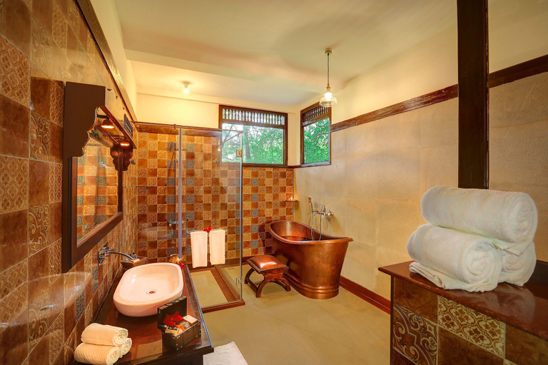 Bathroom 5, Hoysala Village Resort, Hassan
