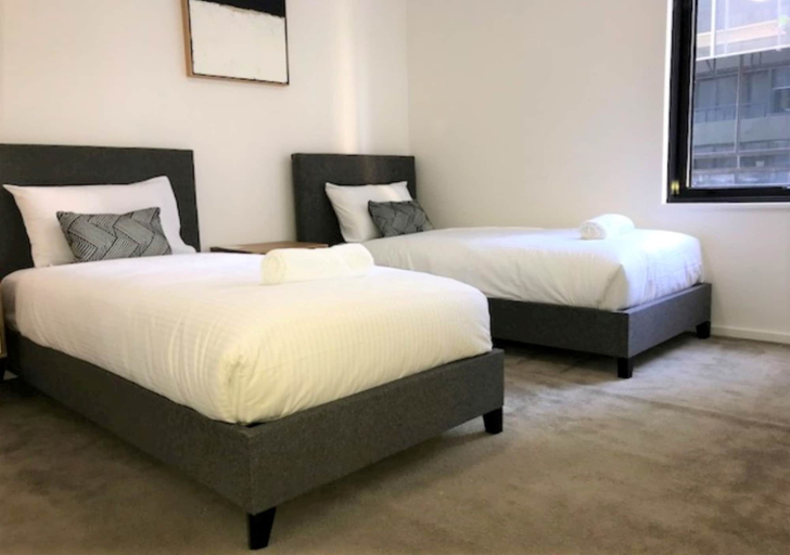 Bedroom 3, ReadySet Apartments on Kavanagh, Melbourne